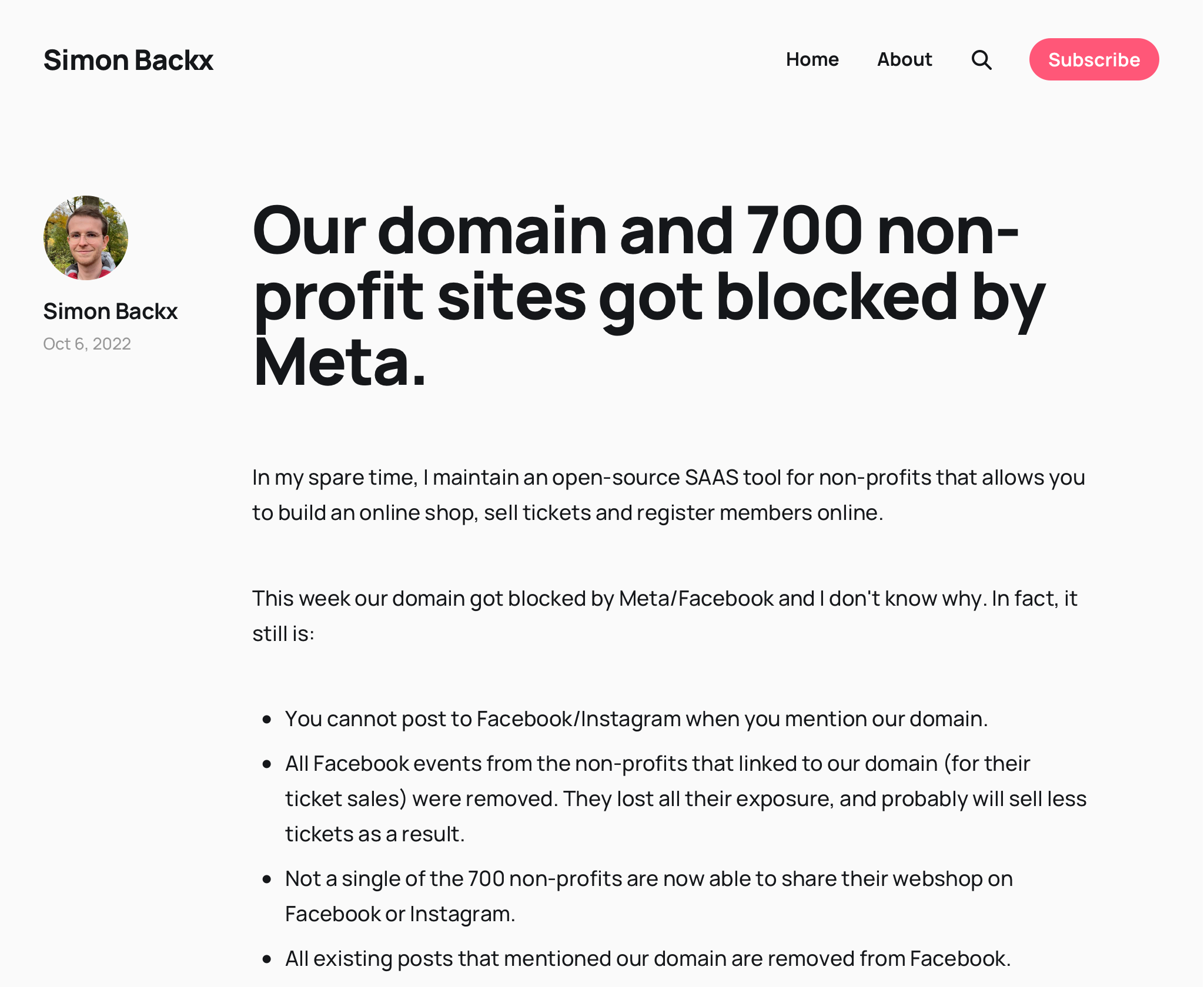 Our domain and 700 non-profit sites got blocked by Meta